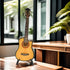 Miniature Guitar with Stand and Case - Mini 6 Strings Acoustic Cutaway Guitar Model for Home Decoration (Wood)