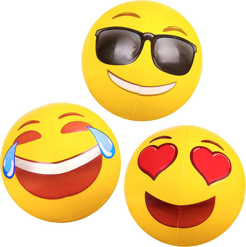 Coconut Float Emoji Beach Balls - 18 Inch Inflatable Balls for Summer Parties & Swim Events