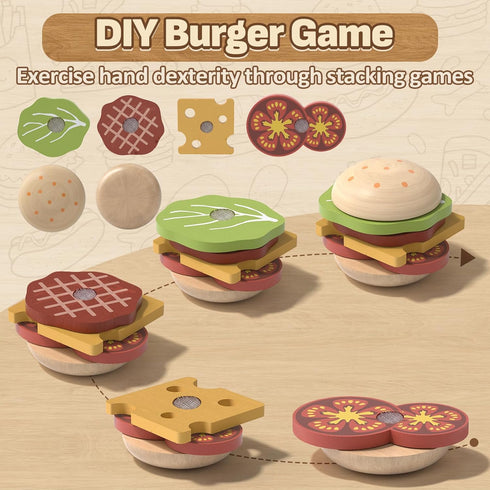 Set, 1-3, 3-5 Lehoo Castle Wooden Play Food Toy Food for Toddlers Pretend Play Kitchen Accessories, Cutting Food Toys