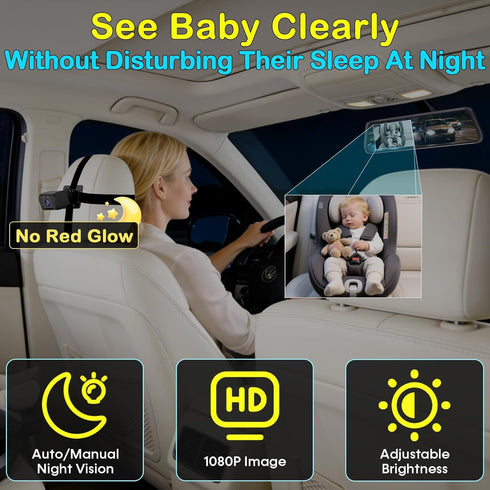 Thybro 1080P 4.3" 19.7ft 3-Row Baby Car Mirror Camera: Rearview Mirror Monitor - See Baby and Rear Traffic at Once