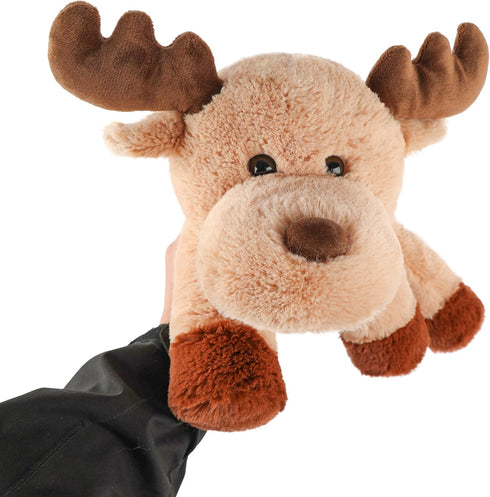 Adorable 13" Caribou Furry Reindeer Elk Moose Plush Toy for Kids, Super Soft Brown