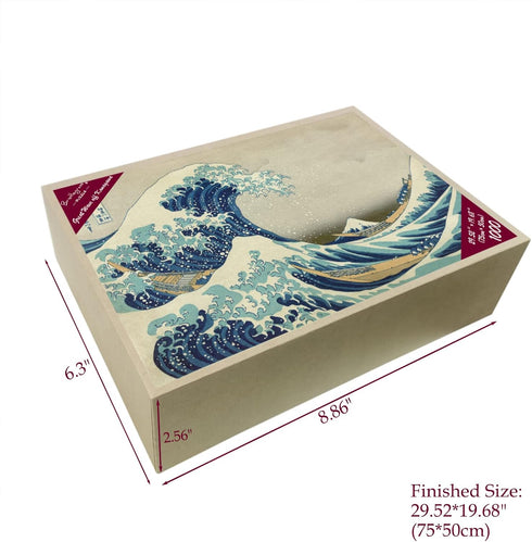 Bristlegrass Wooden Jigsaw Puzzles for Adults, 1000 Pieces Japanese Ukiyo-e Great Wave Off Kanagawa Gifts