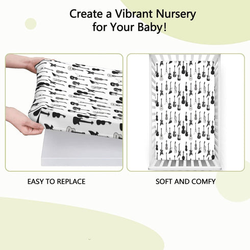 Boy,28 x52,White Music Themed Fitted Crib Sheet,Standard Crib Mattress Fitted Sheet Toddler Bed Mattress Sheets-Baby