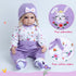 Reborn Baby Doll Clothes, 4 Pieces, 20-22 Inch Purple Clothing Sets for Newborn Baby Dolls
