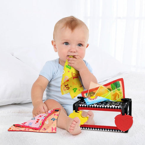 Dr.Rapeti Tummy Time Mirror Toy - 3in1 Black and White High Contrast Double-Sided Foldable Sensory Montessori Toy with