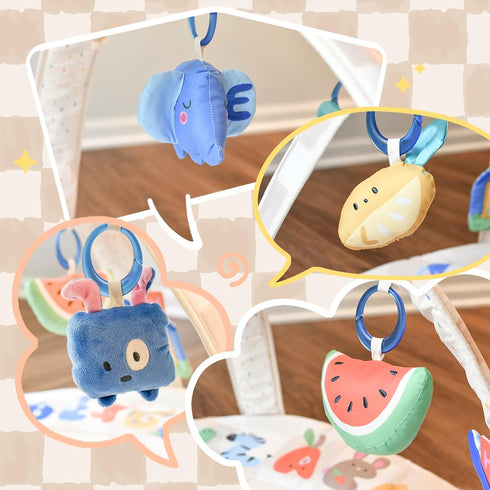 Tummy 6 ABC123 Baby Play Gym & Activity Mat with Light-up Musical Arch, Washable Time Mat with Detachable Sensory Toys