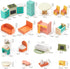 Giant Wooden Dollhouse Furniture Set, 26 Pcs for Kitchen, Living Room, Bedroom, Bathroom, Babyroom, Candy Accessories