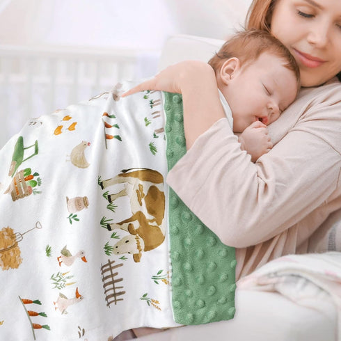 30 40 Inch (75 100 cm) HOMRITAR Baby Blanket for Boys Girls Soft Plush Minky Toddler Blanket with Double Layer Dotted