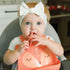 Tiny Twinkle Roll-Up Silicone Bib - Soft, Durable, Easy Clean Waterproof Silicone Bibs With Food Catcher (Coral