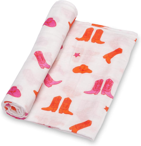 Baby Blanket, 100% Organic Cotton Muslin Swaddle Blanket, Soft Baby Girl Blanket 47 x 47 Inches, Newborn Essentials