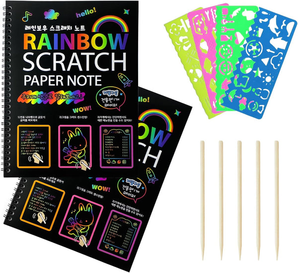 Eommmgl Scratch Art Paper for 4-12 Kids2 Pack Rainbow Notebooks Best Arts and