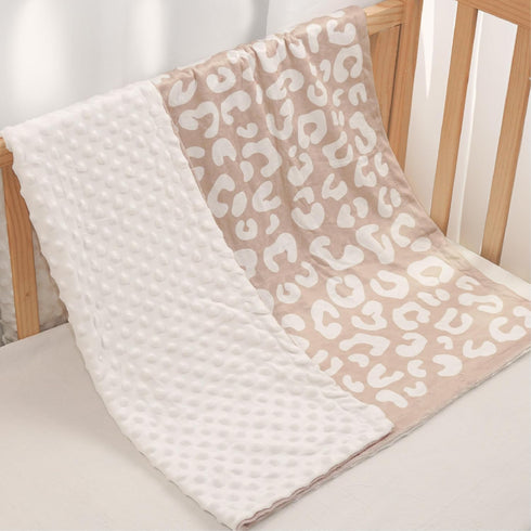 30 40 Inches Leopard Print Minky Baby Blanket x for Girls, Soft Plush Receiving Blanket with Dotted Back, Gift