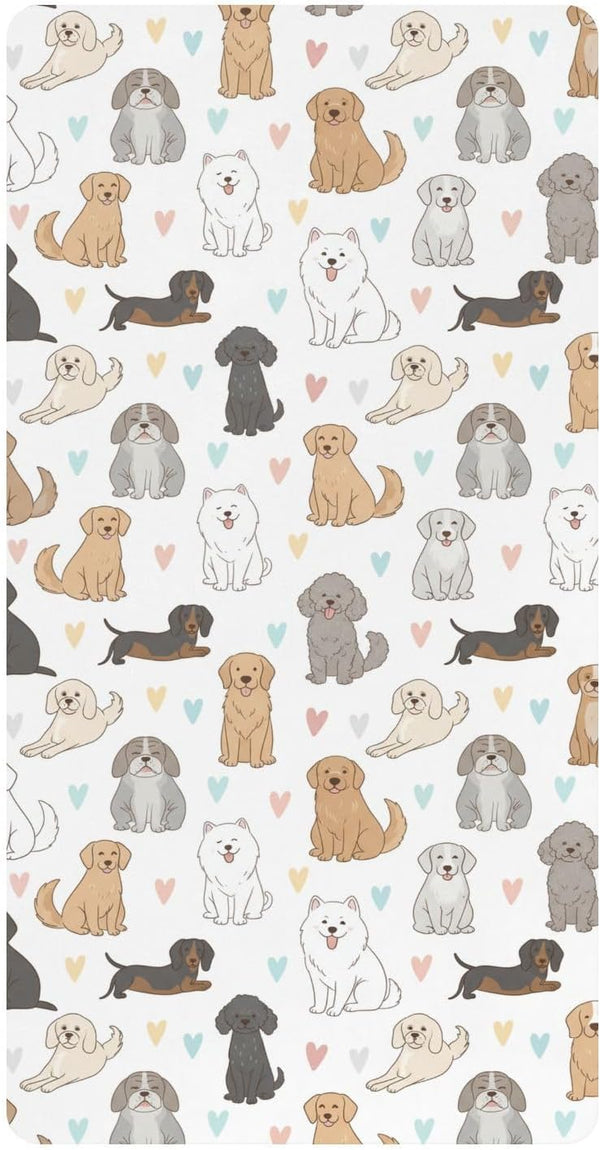innewgogo Cute Pets Dogs Hearts Print 1 Pack Baby Cotton Fitted Crib Sheet