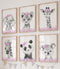 Safari Animals Baby Girls Nursery Set of 6 Unframed Wall Art Prints,
