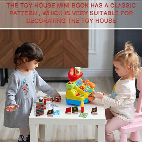30 Pieces 1:12 Scale Miniature Books for Dollhouse, Writable Page-Turnable Reusable Books for Dolls Bedroom