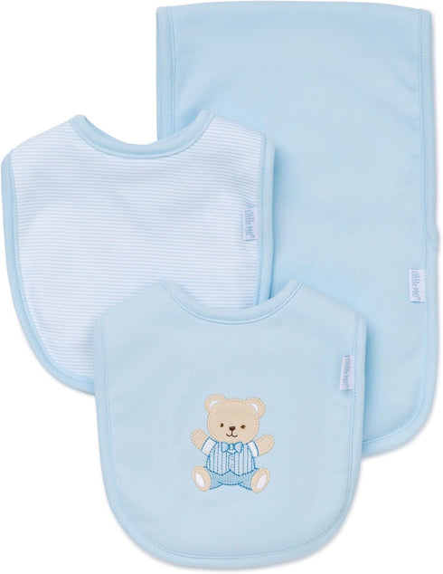 Little Me Baby Boy Newborn Bib and Burp Set, Light Blue, One Size