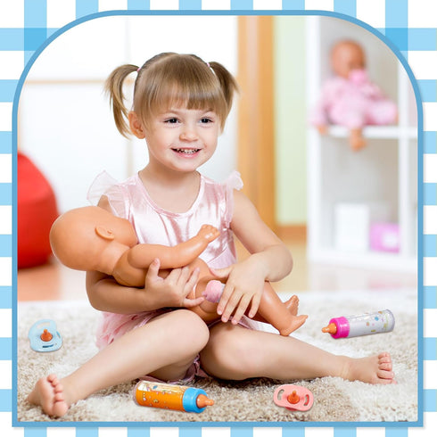 7 Set Seematn Pcs Baby Doll Bottles Accessories Disappearing Doll Feeding Milk and Juice Bottles with Toy Pacifier Baby