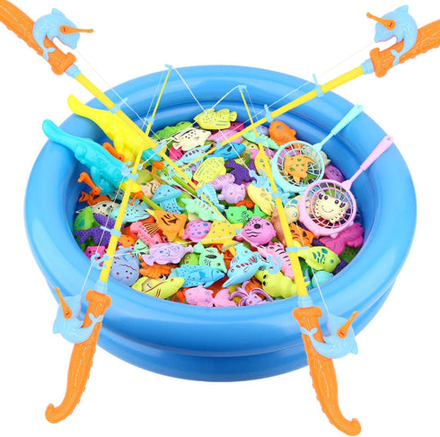 Timisea 3 Pcs Fishing Rod Pole Pool Toy, Magnetic Fishing Game for Toddler Kids, Baby Bath Toy, Educational Learning