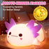 4 Dimmable Mewaii Huggwaii Squishy Axolotl Night Light for Kids, Soothing White Noise Sounds, Silicone Axolotl Lamp