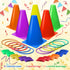 Eocolz 3 in 1 Carnival Games Set - Soft Plastic Cones, Bean Bags, Ring Toss Games for Kids Birthday Party Supplies