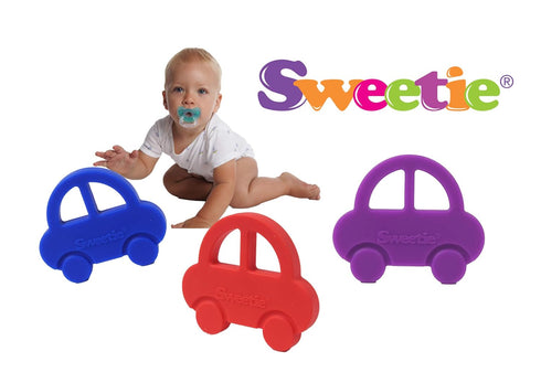 Sweetie Teether Car Toys, Silicone Teething for Babies, Blue Color, Safe for Baby Teething