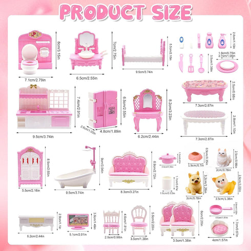 SwankyStyle 36Pcs Sets,Miniature 1:12 Dollhouse Furniture Scale Doll House Accessories and Furniture