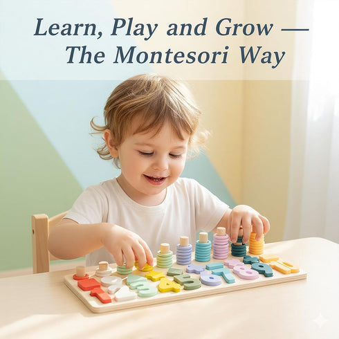Counting 3 4 5 Silicone Montessori Number Puzzle Toys for Toddlers, & Shape Sorting Educational Toy for Year Old Boys