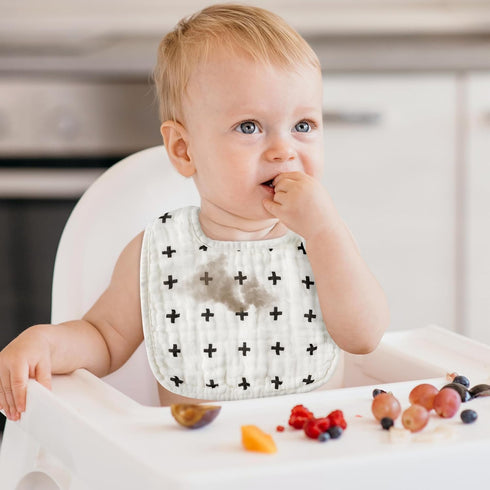 Zainpe 6Pcs Snap Muslin Cotton Baby Bibs, Adjustable Burp Cloths for Toddlers, Soft Drool Bibs