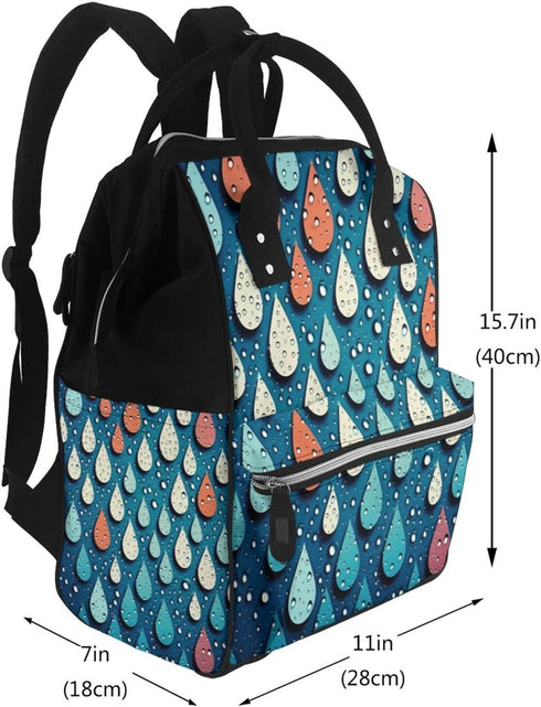 HCBPWVQA Backpack Daypacks Backpack Mommy Water Drops Dots Diaper Bag with Changing Pad and Pacifier Holder