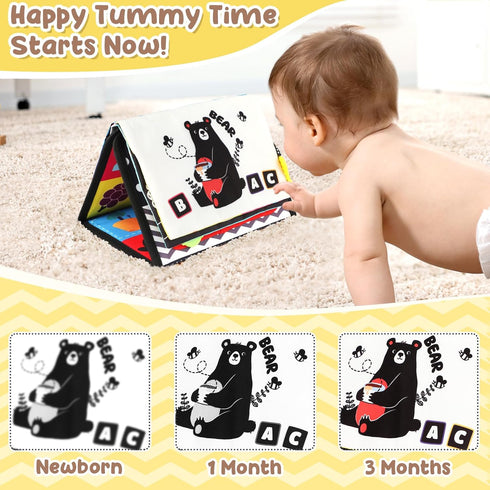 Tummy 0-3-6-12 URMYWO Time Toys - Black and White High Contrast Baby Toy for Newborn - Baby Visual Stimulation Mirror