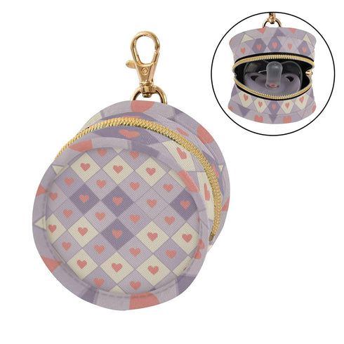 PYBUG Heart Round Pacifier Storage Case, Polyester & TPU Lined with Hook Buckle, Pacifier Container Box for Baby