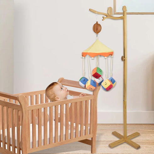 Floor Standing Wooden Baby Crib Mobile Arm Natural Wooden Mobile Stand for Crib,Wood Crib Arm with Bird Design