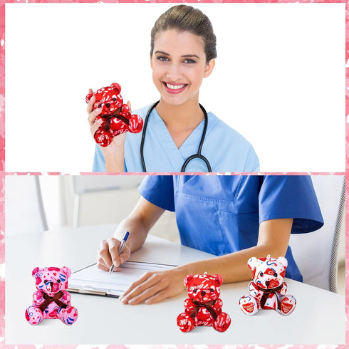 18 Pcs Nurse Week Appreciation Gifts, Mini Plush Bears 4 Inch, Stuffed Animals with Syringe Stethoscope Pattern
