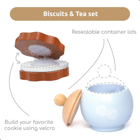 Set 3 4 5 6 UMU Wooden Tea for Kids Pretend Play Tea Party Toy with Colorful Cups, Tea Bags, Lemon Slices & More