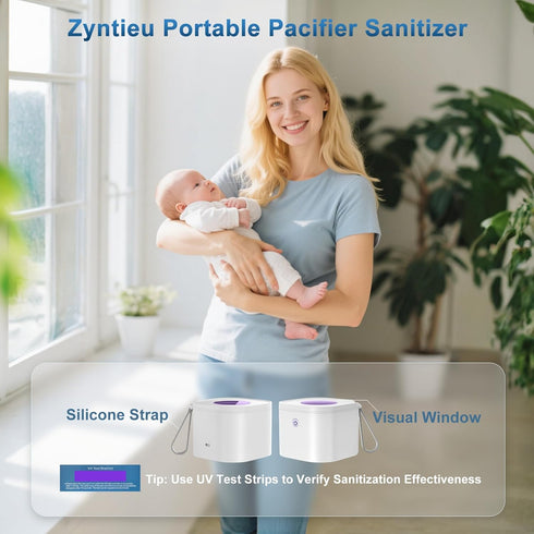 Zyntieu 99.99% 3 90 Portable Pacifier Sanitizer, UV Light Sanitizer Box, Cleaned in Minutes, Disinfection Cycles, USB