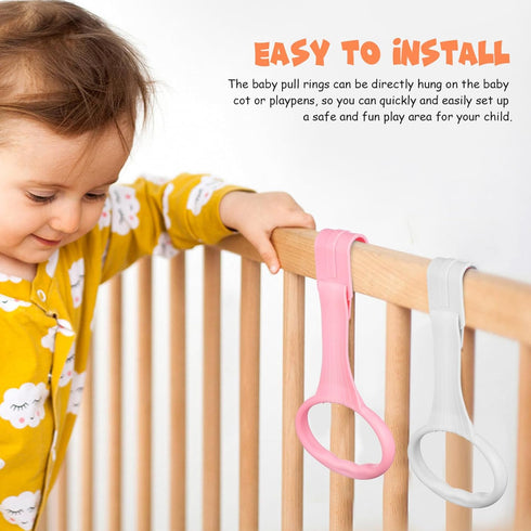 SAFIGLE 4 PCS Baby Pull up Rings, Baby Playpen Pull Rings, Toddler Walking Training Tools, Baby Accessories