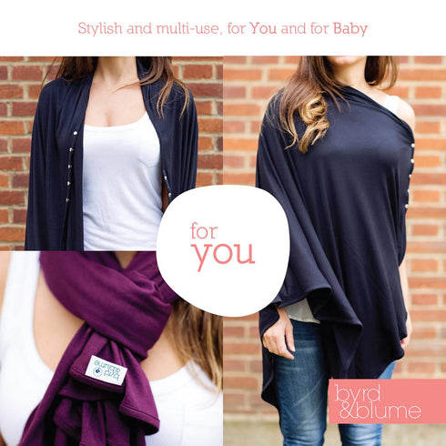 Byrd & Blume Maternity Nursing Cover, Lightweight Breastfeeding Wrap Shawl, Navy, One Size