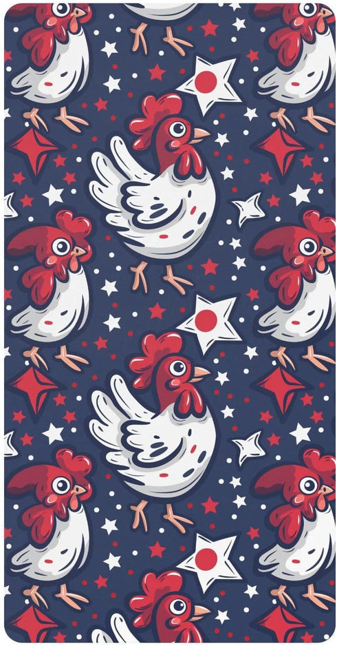 KICPOAY 4th of July Independence Day Chicken Toddler Bed Crib Sheets Baby Crib