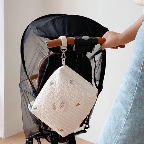 Baby Stroller Storage Bag, Diaper Bag, Infant Carriages Diaper Organizer Pouches, Embroidered Mommy Bag for Outdoor
