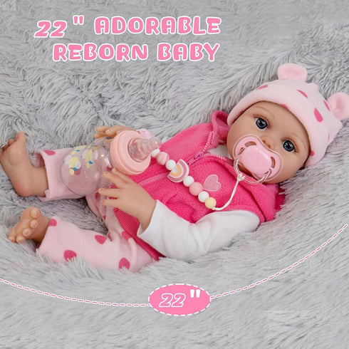 Reborn Baby Dolls 22 Inch Realistic Newborn Girl Handmade for Kids 3+ Year Old