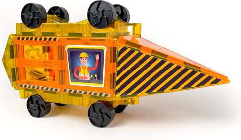 Tytan Tiles 60-Piece Construction Site & Trucks Magnetic Building Set, Fun Kids’ STEM Toy