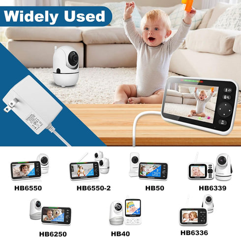 HelloBaby Monitor Charger Replacement, Compatible with HB30 HB50 HB66 HB6550 Baby Camera Monitor for Indoor Use