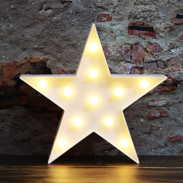 LED Marquee Star Sign Night Light, Battery Operated Star Shaped Desk Lamp for Kids, Nursery Room Decor