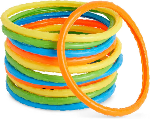 BLUE PANDA 12 Pack Pool Rings for Kids Diving - Multicolored Under Water Swim Dive Rings (6 in)