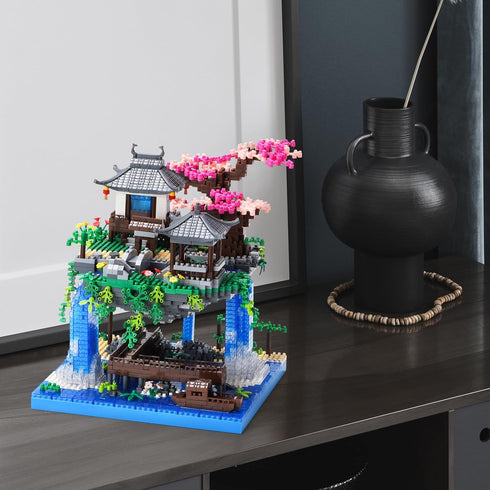 CAXIMSY Sets 3320PCS Set Cherry Blossom Bonsai Tree House Building Block Chinese Architecture of Peach Blossom Micro