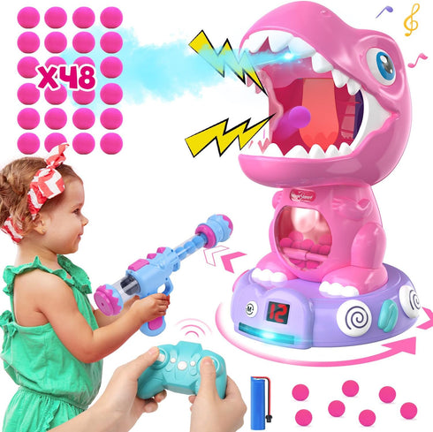 EagleStone Remote Control Dinosaur Shooting Toys | Electronic Moveable Game with Light & Sounds for Kids Age 6-8