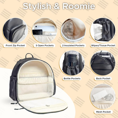 Backpack 180 Backpack 23"*14"Changing 2*Insulated Small Diaper with Opening, Small Diaper Bag with Pad, Pockets