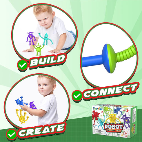 Baby Bath Suction Toy: No Hole Suction Bath Toys for Toddlers, Robot Fidget Toys for Sensory Play
