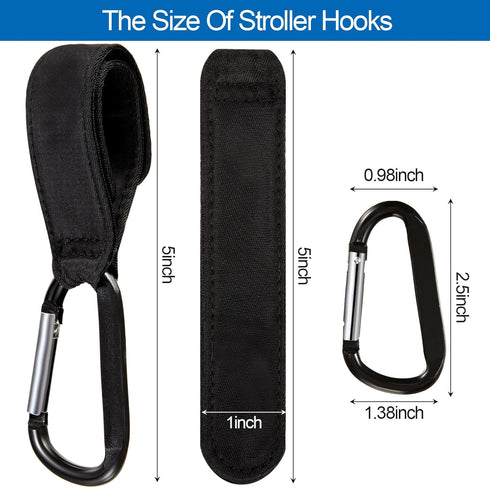 6 Pack Baby Stroller Hooks for Hanging Diaper Bags, Multipurpose Clips for Grocery Shopping Bags, Stroller Accessories