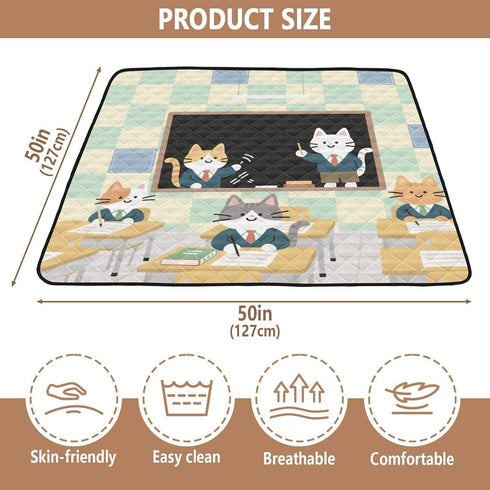 EtherSpher 50'' 50''alfombras Cats Study School Cartoon Cute Large Stylish Baby Playmat for Floor Lightweight Foldable